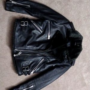 AllSaints fur lined leather jacket